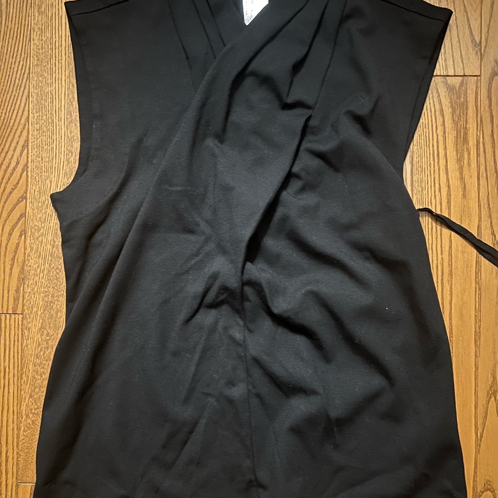 Anthropologie Black Sleeveless Wrap Blouse